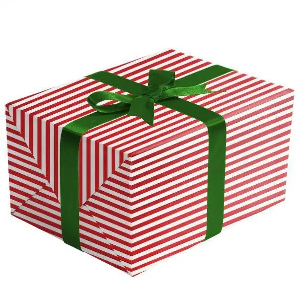 Gift Wrap - Red White Stripe (Red Foil, Embossed) - Mac Paper Supply