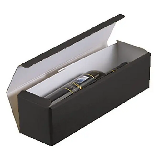 Seta Nero - 1 Bottle Box - Black Linen Embossed 3-3/4 x 3-3/4 x 13-3/8   100/ctn - Mac Paper Supply