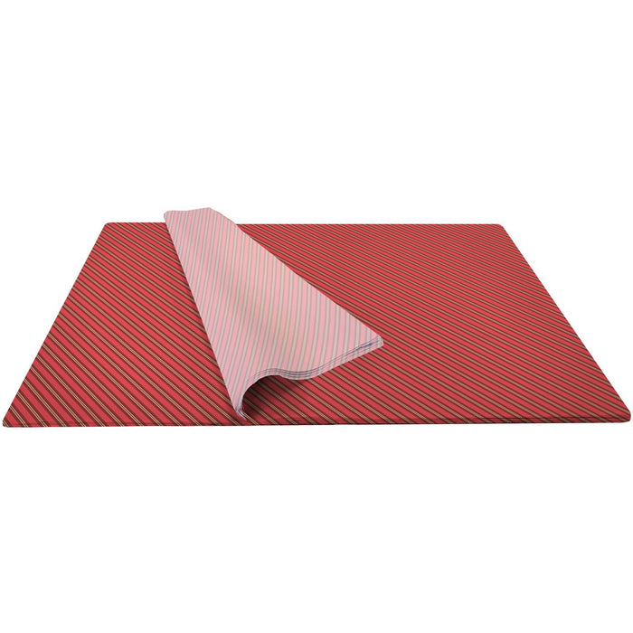 Tissue - Printed - Red & Gold Stripes
