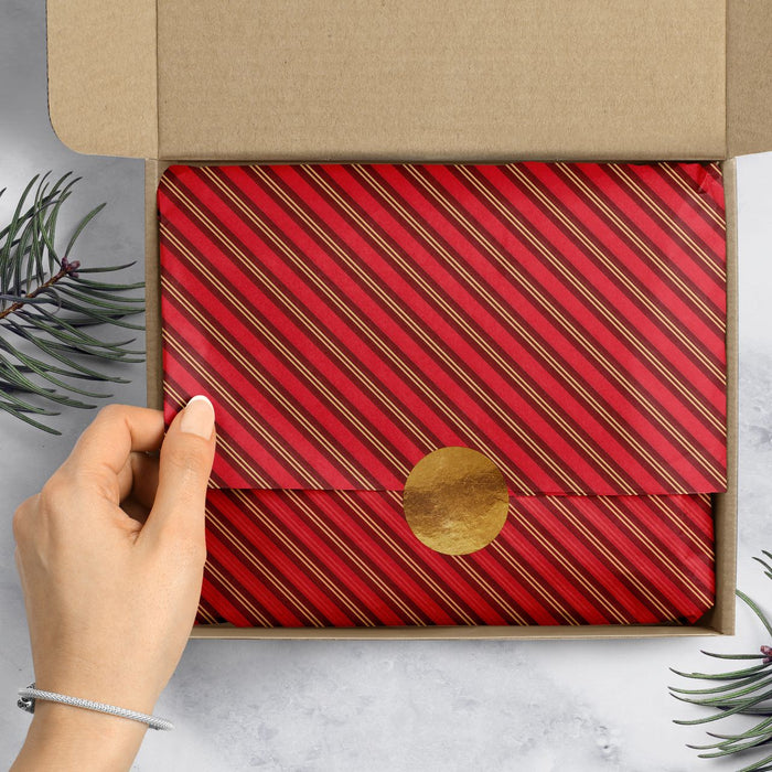 Tissue - Printed - Red & Gold Stripes