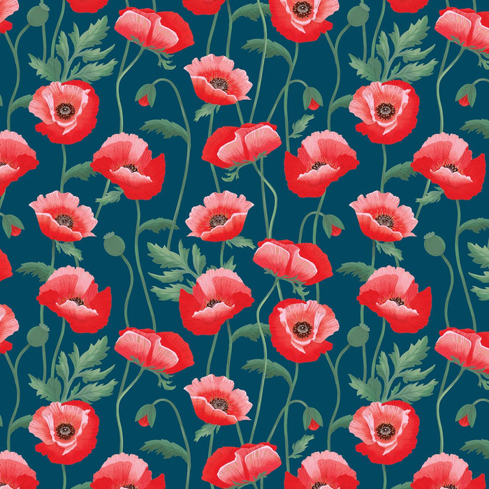 Gift Wrap - Pretty Poppies  - Recycled Fiber