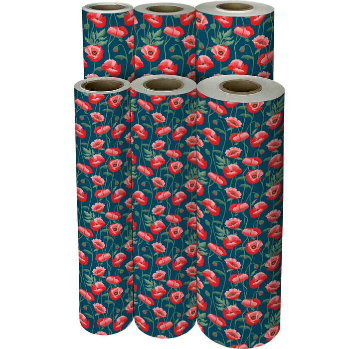 Gift Wrap - Pretty Poppies  - Recycled Fiber