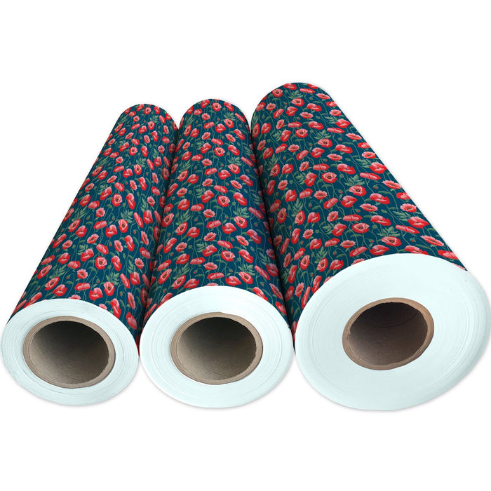 Gift Wrap - Pretty Poppies  - Recycled Fiber