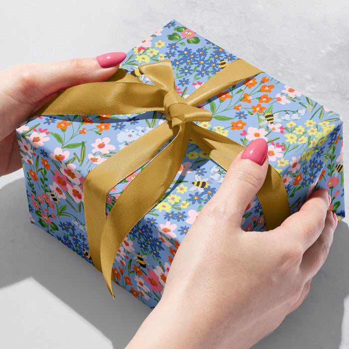 Gift Wrap - Garden Bees  - Recycled Fiber
