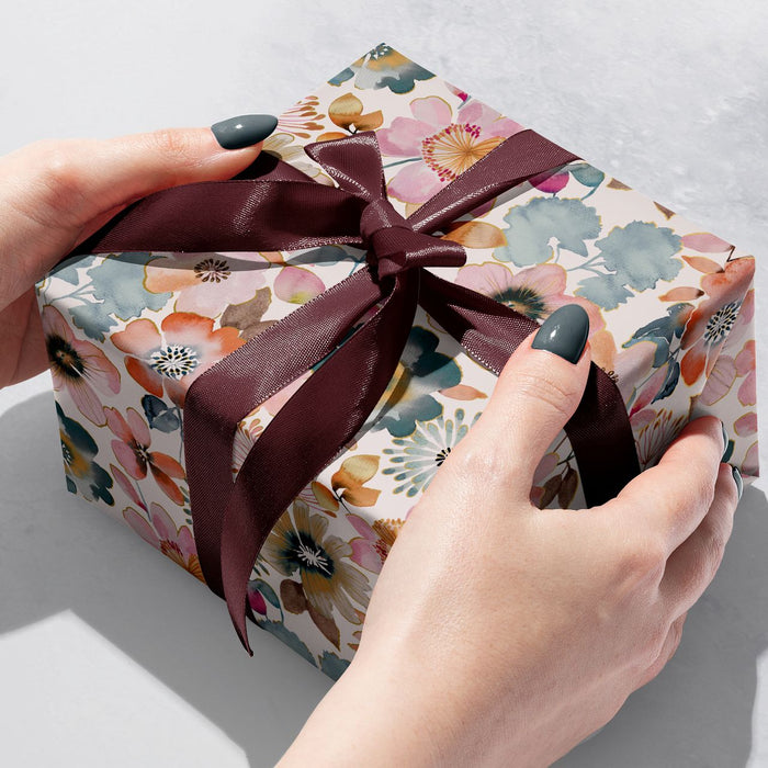 Gift Wrap - Painterly Petals - Recycled Fiber