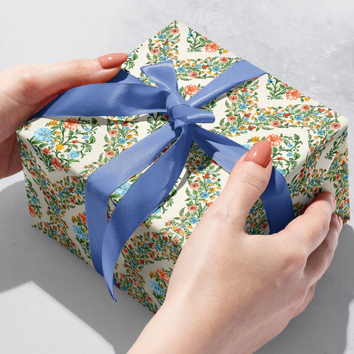 Gift Wrap - Floral Damask Pearl  - Recycled Fiber