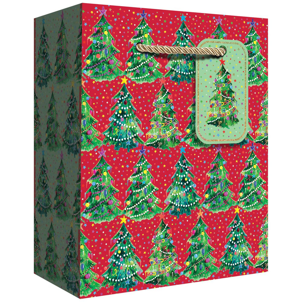 Euro Tote - Small - Christmas Trees Red