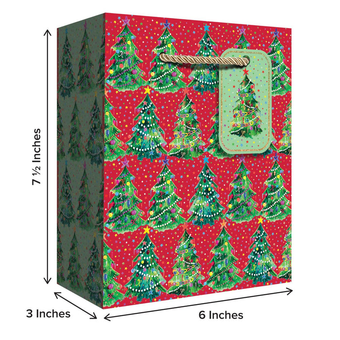 Euro Tote - Small - Christmas Trees Red