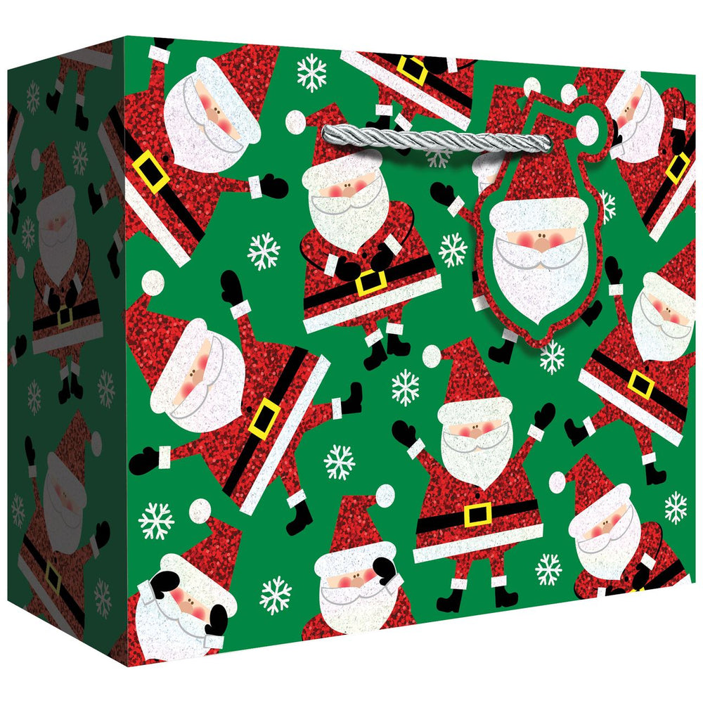 Medium Tote - Sparkling Santa Green