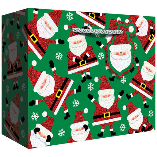 Medium Tote - Sparkling Santa Green