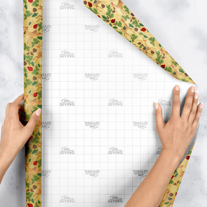 Gift Wrap - Reindeer Tapestry Gold - Recycled Fiber