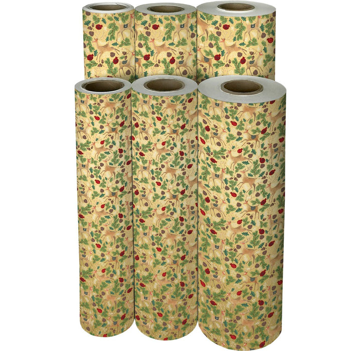 Gift Wrap - Reindeer Tapestry Gold - Recycled Fiber