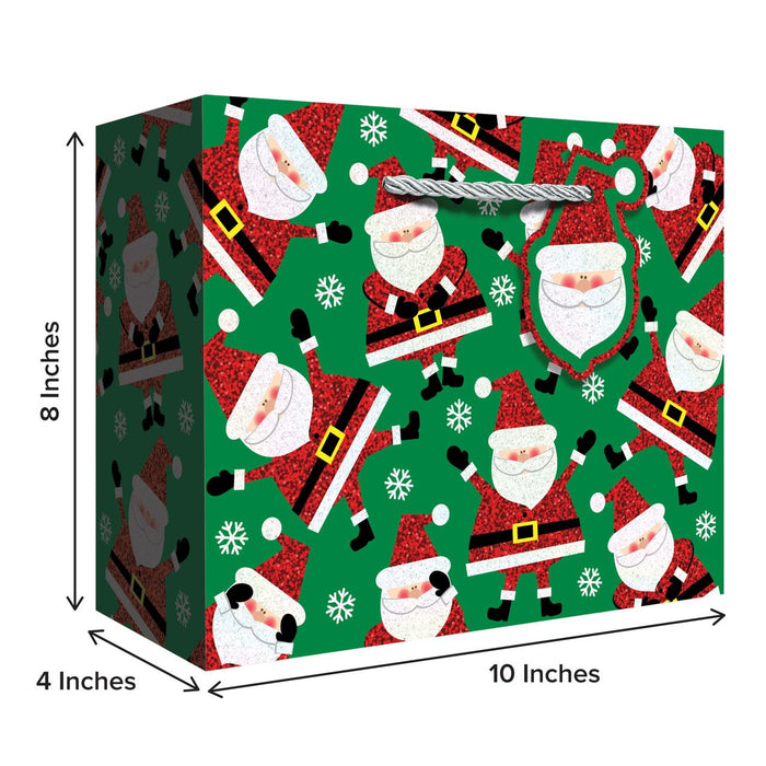 Medium Tote - Sparkling Santa Green
