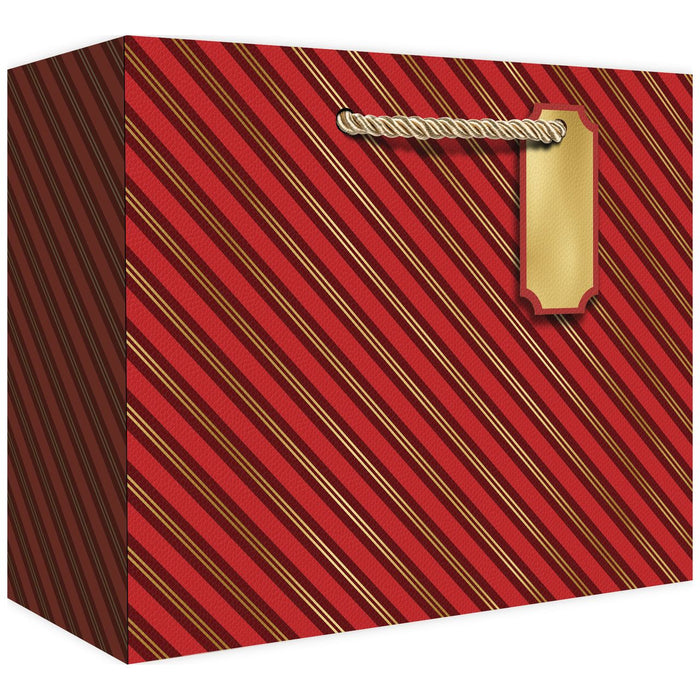 Medium Tote - Red & Gold Stripes