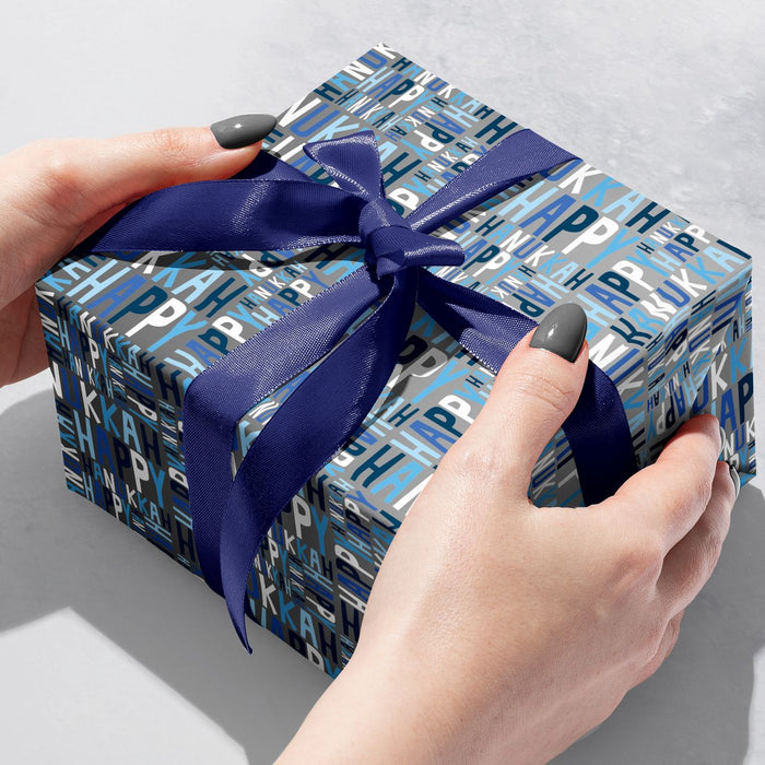 Gift Wrap - Hanukkah Greetings Silver - Recycled Fiber
