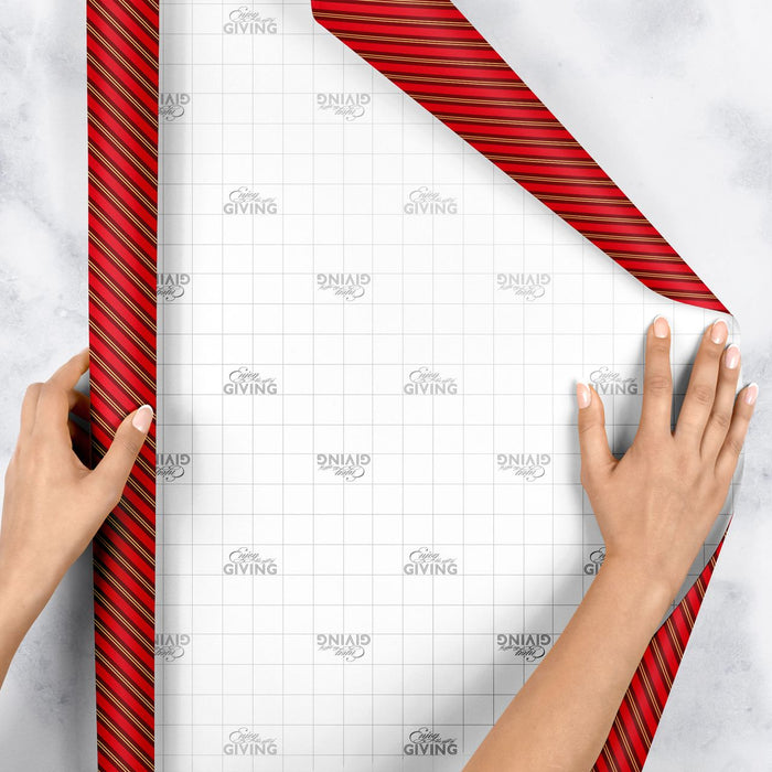 Gift Wrap - Red & Gold Stripes - Recycled Fiber