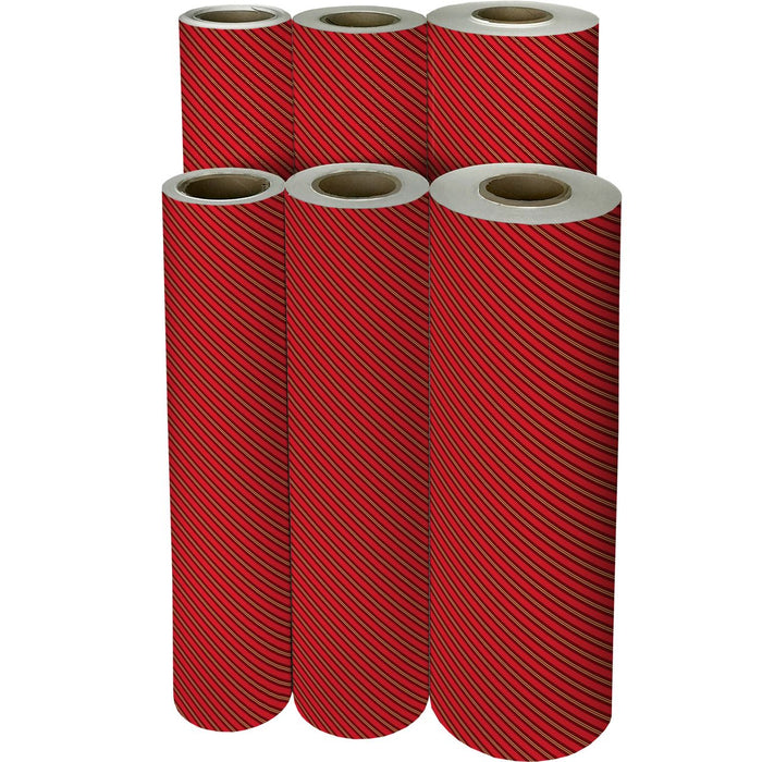 Gift Wrap - Red & Gold Stripes - Recycled Fiber