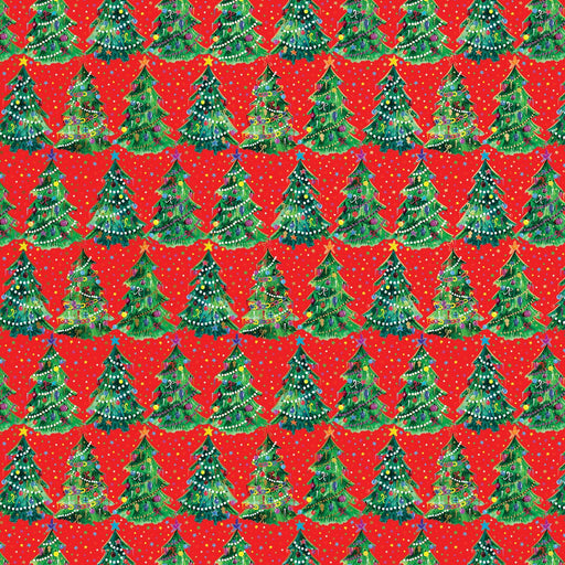Gift Wrap -Christmas Trees Red - Recycled Fiber