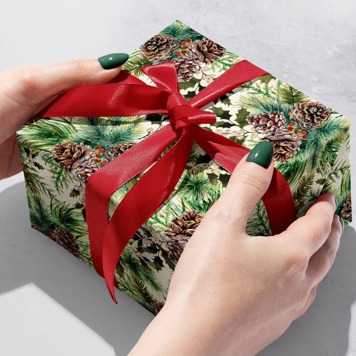 Gift Wrap - Elegant Pine Pearl - Recycled Fiber