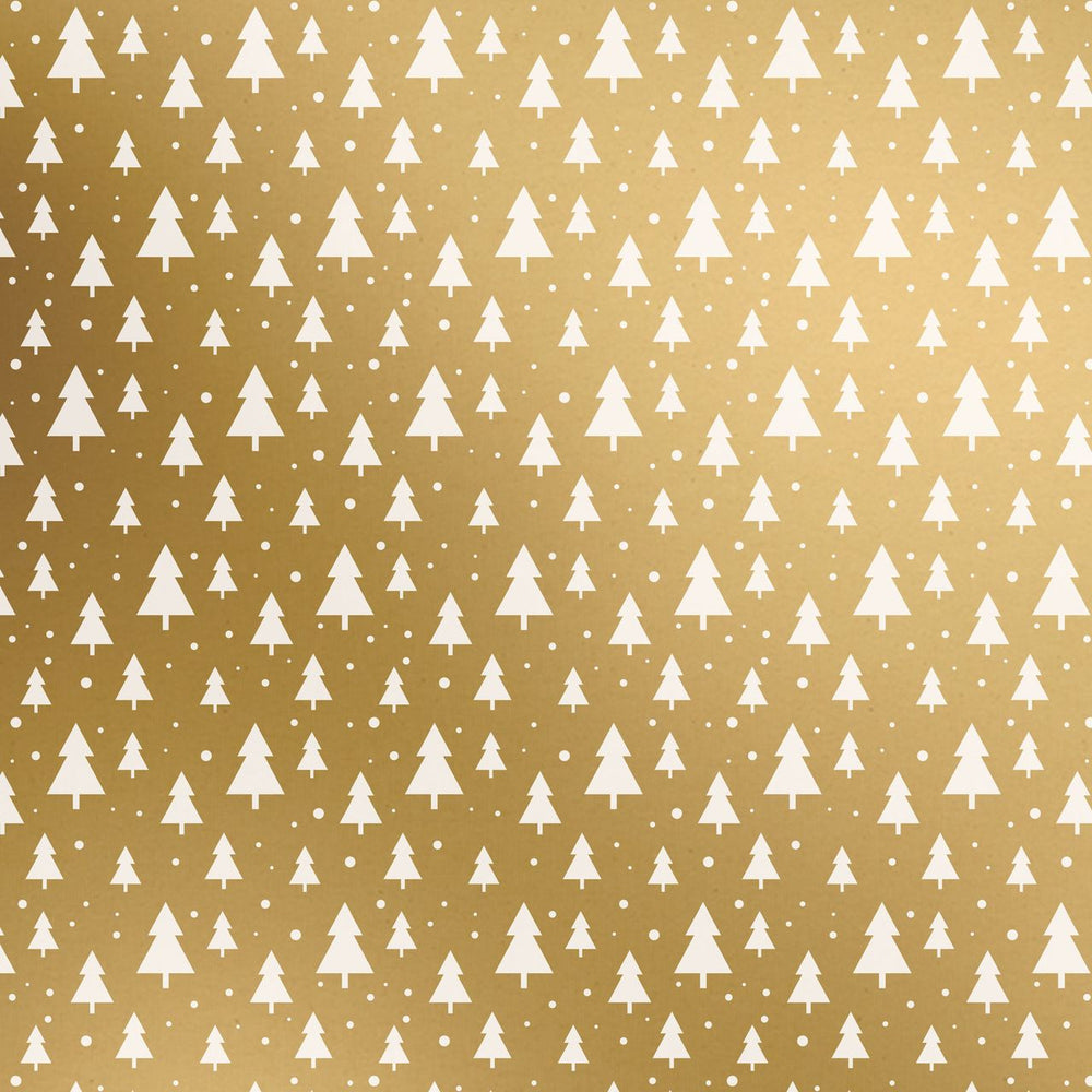 Gift Wrap - Modern Trees Gold - Recycled Fiber