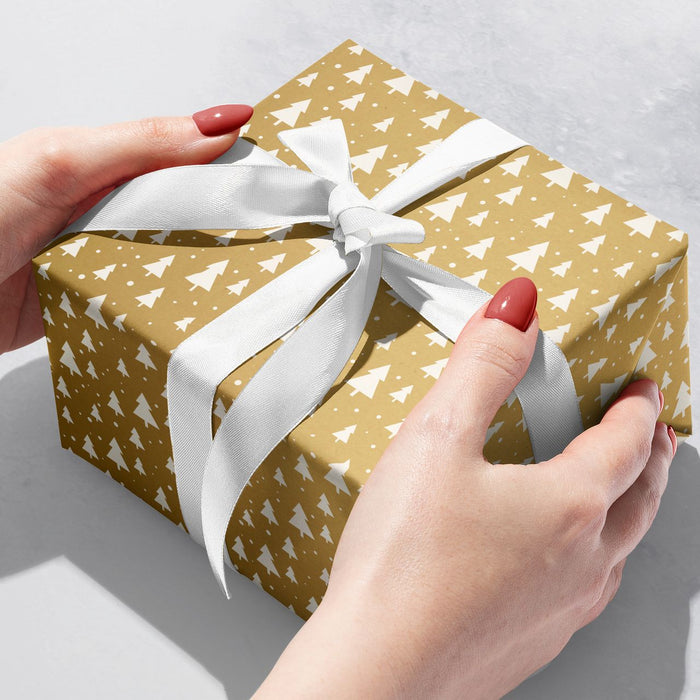 Gift Wrap - Modern Trees Gold - Recycled Fiber