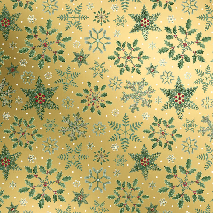 Gift Wrap - Forest Snowflakes Gold - Recycled Fiber