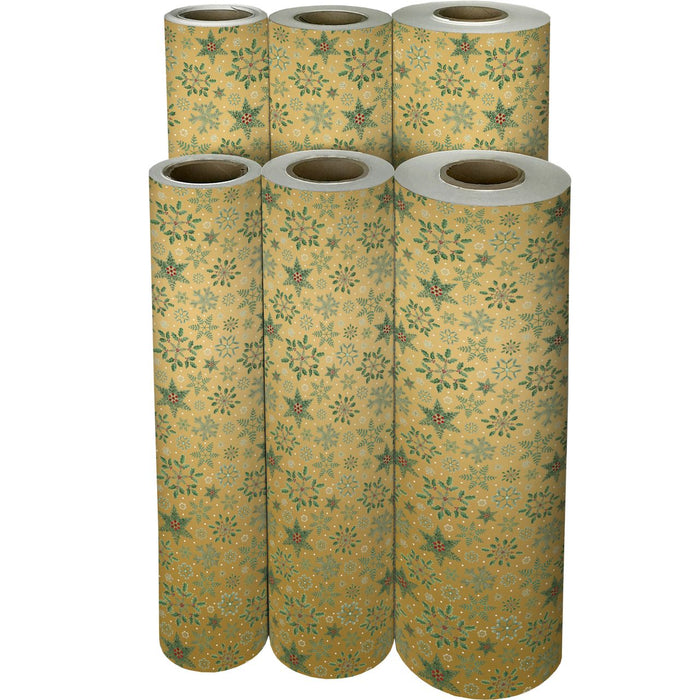 Gift Wrap - Forest Snowflakes Gold - Recycled Fiber