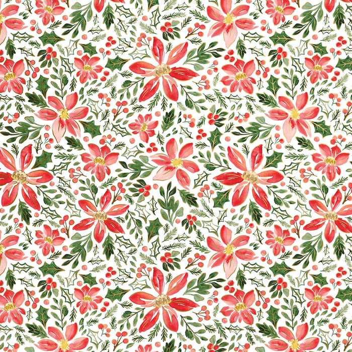 Gift Wrap - Pretty Poinsettias - Recycled Fiber