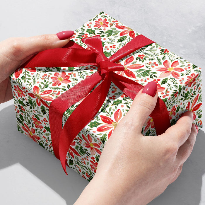 Gift Wrap - Pretty Poinsettias - Recycled Fiber