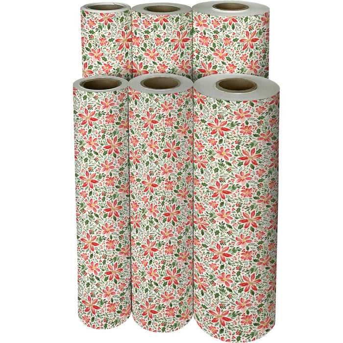 Gift Wrap - Pretty Poinsettias - Recycled Fiber