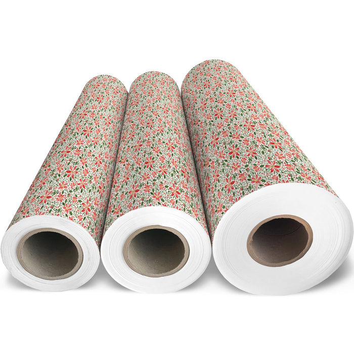 Gift Wrap - Pretty Poinsettias - Recycled Fiber