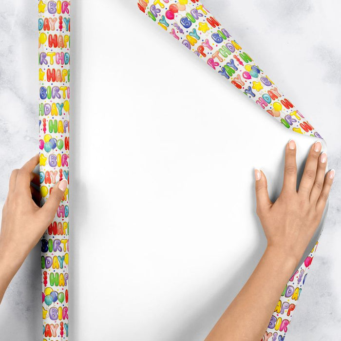 Gift Wrap - Balloon Letters - Recycled Fiber