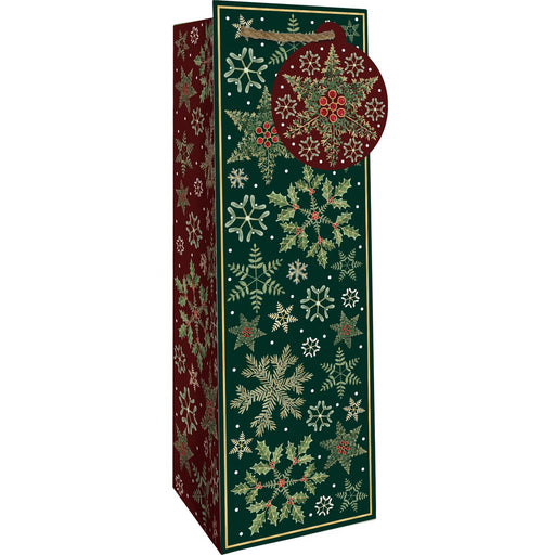 Bottle Tote  - Forest Snowflakes