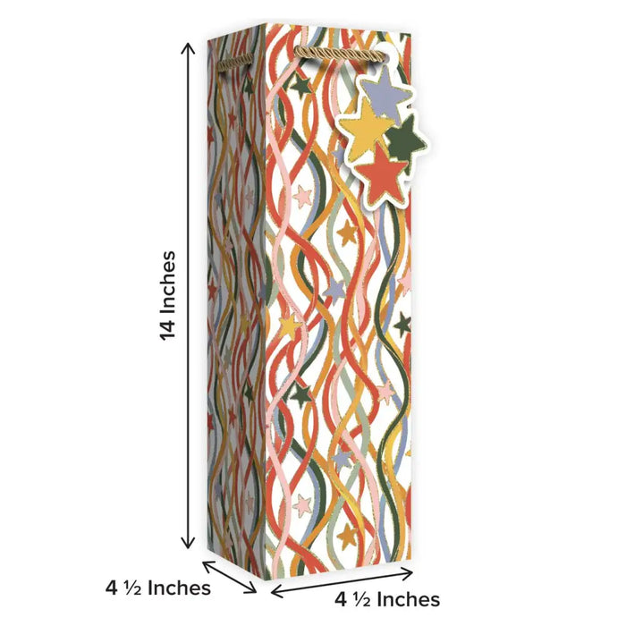 Bottle Tote With Tissue - Celebration Streamers Retro