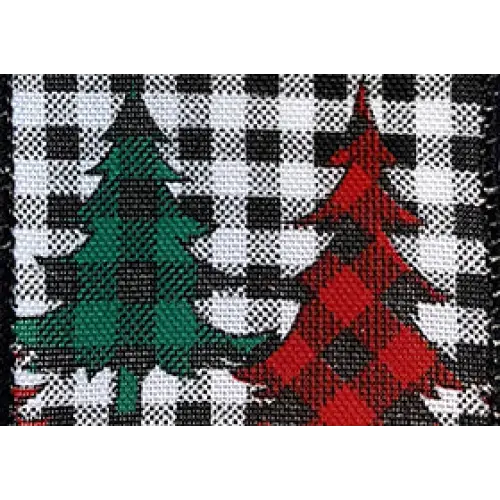 Buffalo Plaid & Checkered Trees Wired Ribbon