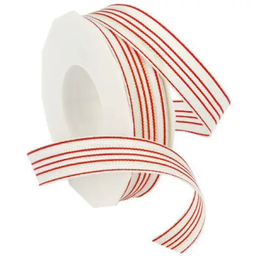 Christmas Grosgrain Wired Ribbon - Red/White - Single Roll