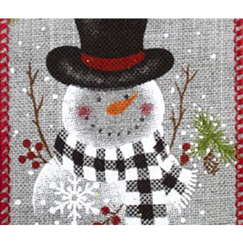 Cozy Snowman Wired Ribbon - Gray/White/Red - 7864.60/10-631