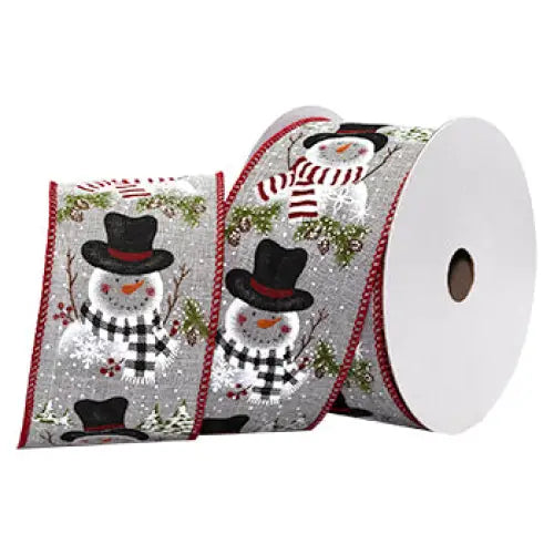 Macpaper.com - Cozy Snowman Wired Ribbon - Gray/White/Red — Mac Paper ...