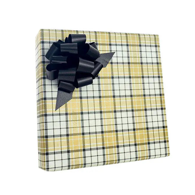 Cutter Box - Gold Plaid on White Kraft Pinstripe - 24’’