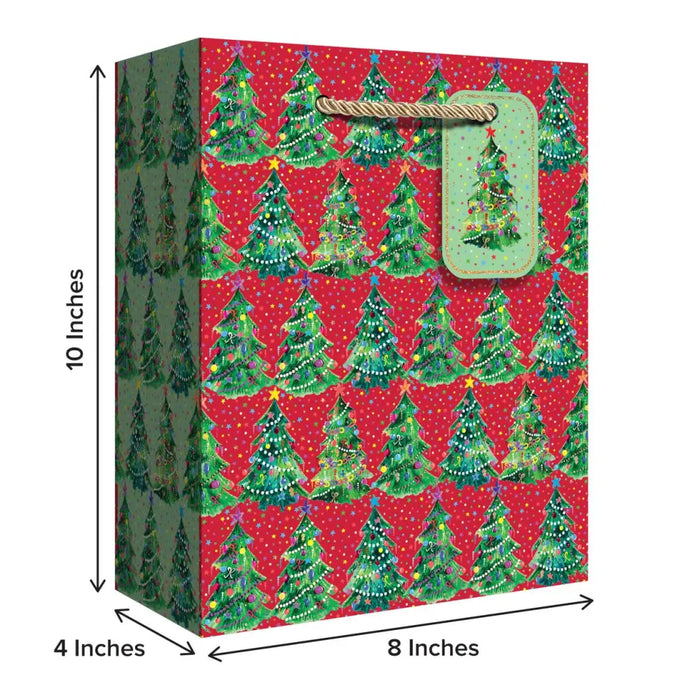 Euro Tote - Medium - Christmas Trees Red