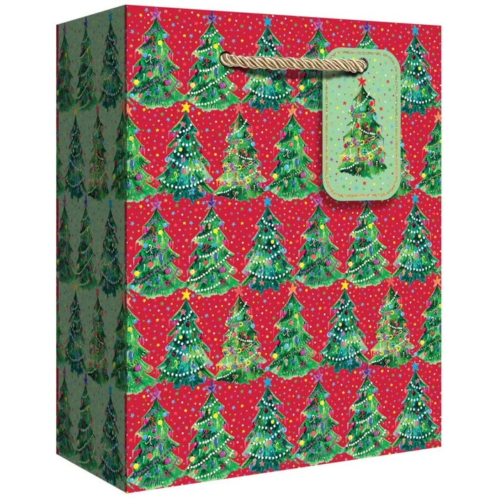 Euro Tote - Medium - Christmas Trees Red - Retail-6 count