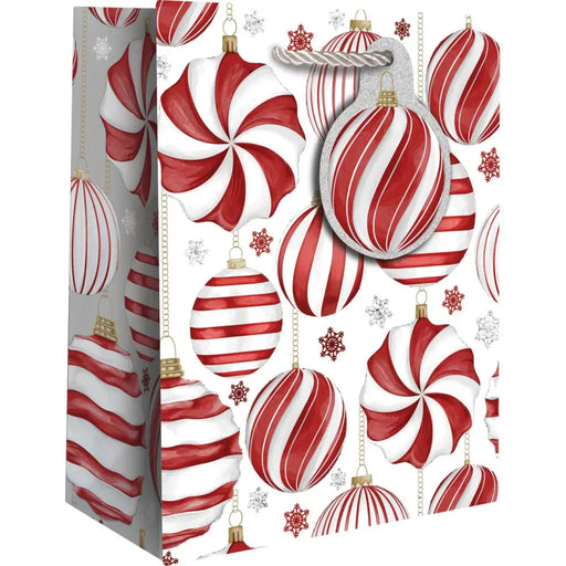Euro Tote - Small - Red & White Ornaments - 6 Count - XST843