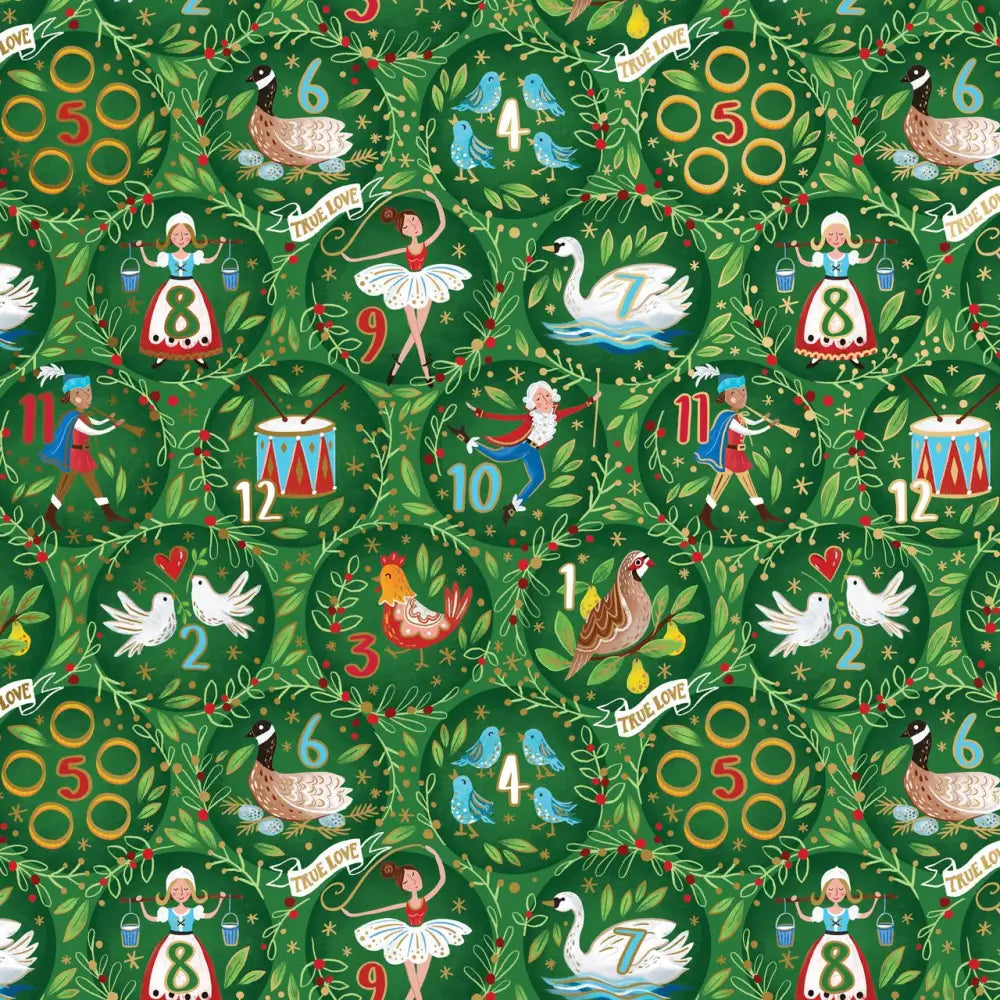 Gift Wrap - 12 Days Of Christmas - Recycled Fiber - Jewelry