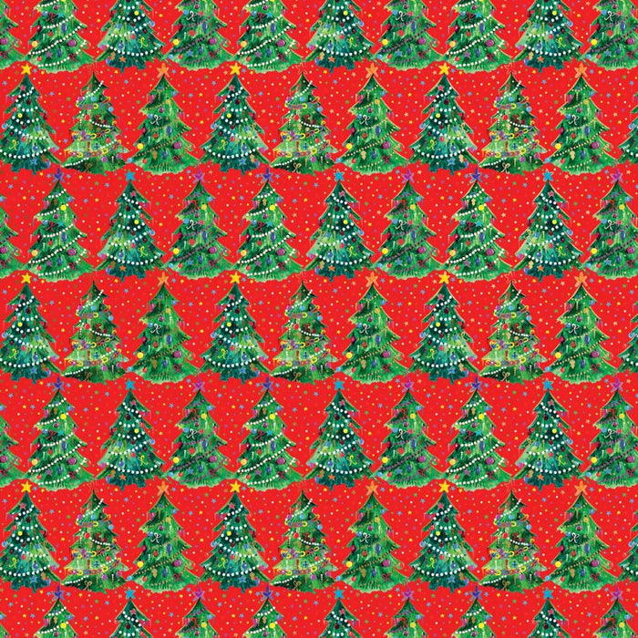 Gift Wrap -Christmas Trees Red - Recycled Fiber - Jewelry