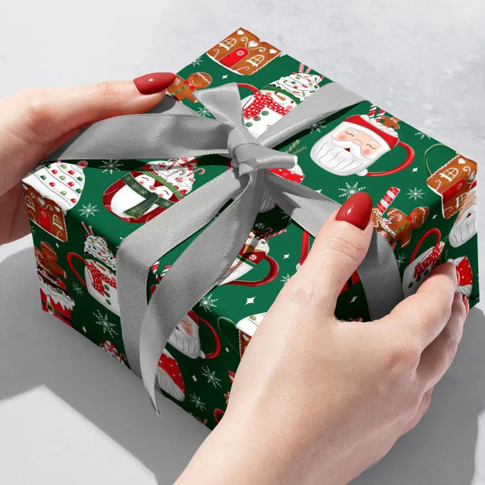 Gift Wrap - Cocoa Christmas Green - Recycled Fiber