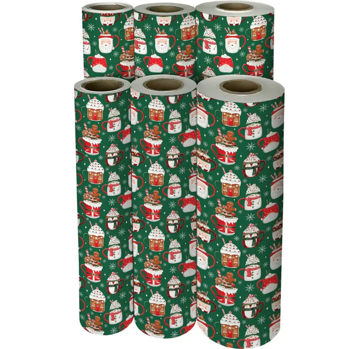 Gift Wrap - Cocoa Christmas Green - Recycled Fiber