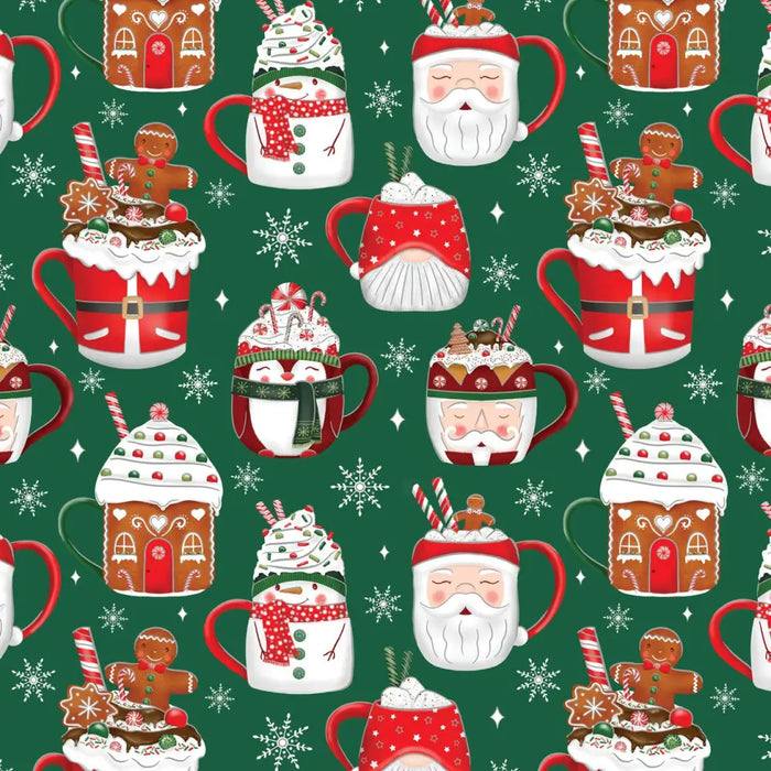 Gift Wrap - Cocoa Christmas Green - Recycled Fiber