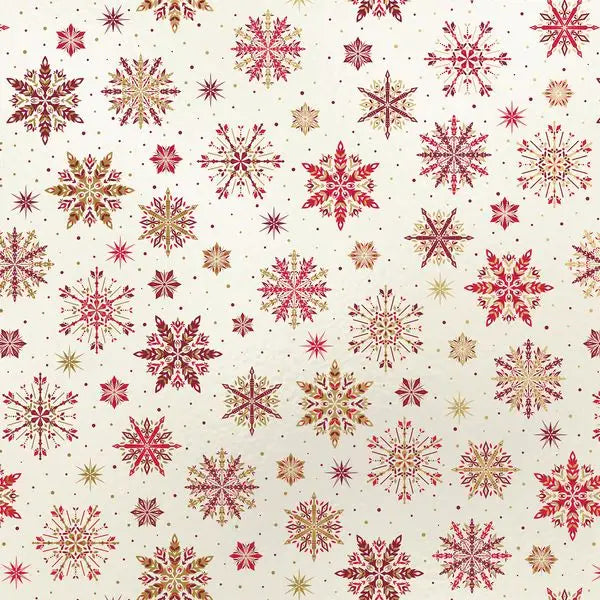 Gift Wrap - Fancy Flakes Red Gold - Recycled Fiber