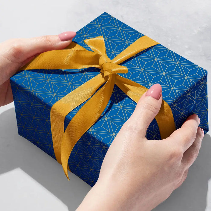 Gift Wrap - Gold Blue Geo - Recycled Fiber - B491.30.208JR