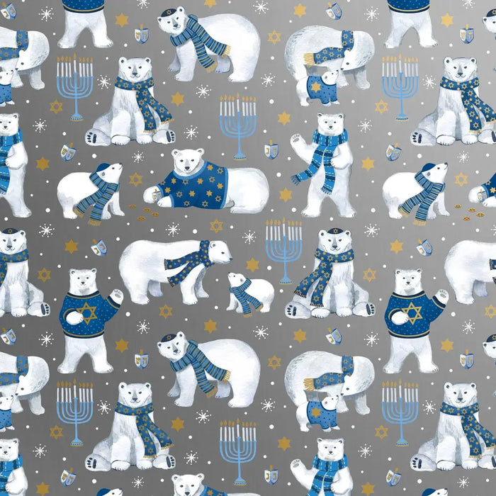 Gift Wrap - Hanukkah Bears - Recycled Fiber - Jewelry Roll